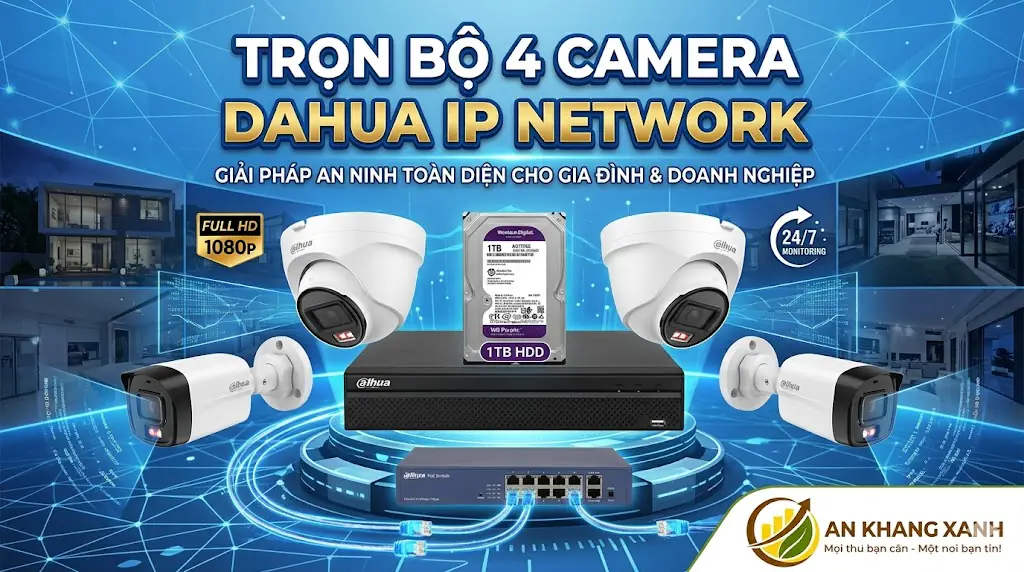  Trọn Bộ 4 Camera Dahua IP Network (Dòng ECO) 